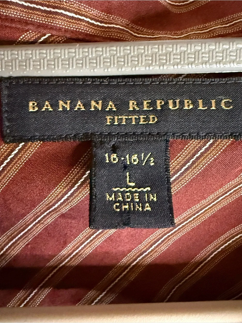 Banana Republic Fitted Men’s Dress Shirt 16-16½ Large Burgundy Striped